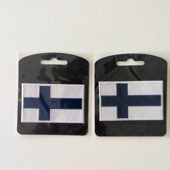 Finnish Flag Patch Embroidered Iron-On Finland European FI Decal 2 Pieces - Picture 1 of 3